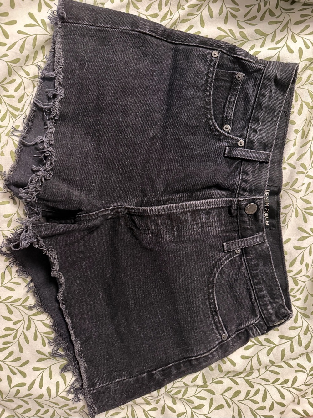 Denim Forum Black High-Rise Ex-BF Denim Shorts